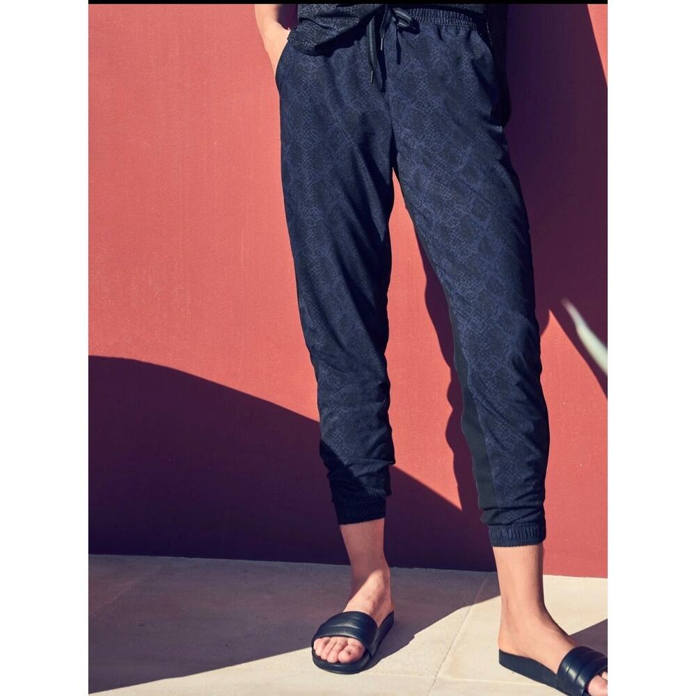 Athleta Brooklyn Jogger Blue Python Snake Print Women's 0 Workout Pockets Casual